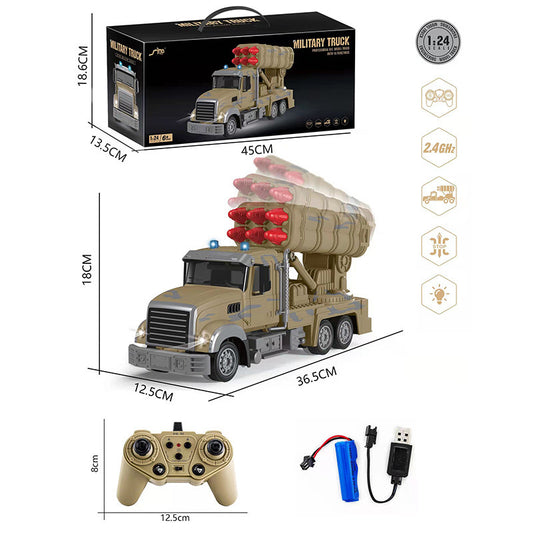 Kids RC Truck Movable Missile Launcher Vehicle Simulation Turret Rotation RC Car