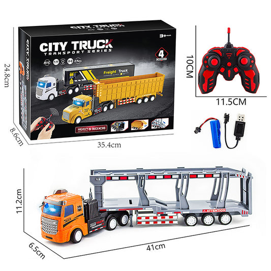 Remote Control Dump Truck With Light Flat Head Container Truck DIY Assembly Engineering Vehicle Model For Boys Girls Birthday Gifts h