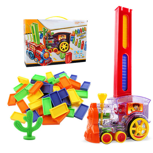 Electric Domino Train Diy Automatic Laying Domino Train Building Blocks Educational Toy For Kids Gifts transparent