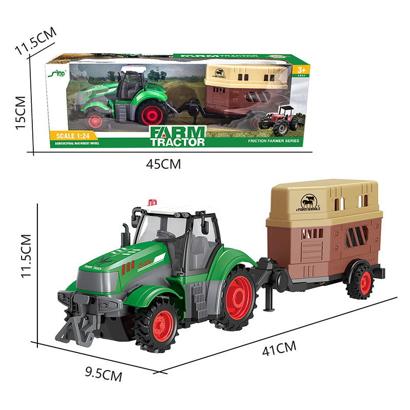 Kids Farm Tractor Inertia Car Model Simulation Transport Trailer Engineering Vehicle Toys For Boys Girls Birthday Gifts 612-4