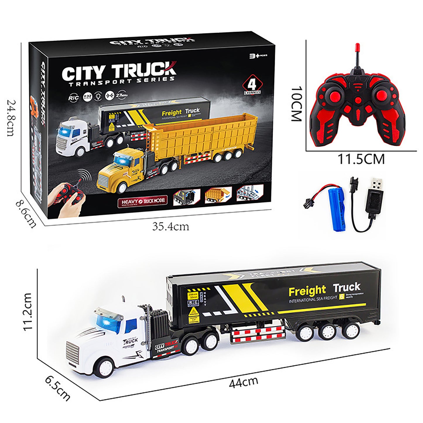 Remote Control Dump Truck With Light Flat Head Container Truck DIY Assembly Engineering Vehicle Model For Boys Girls Birthday Gifts j