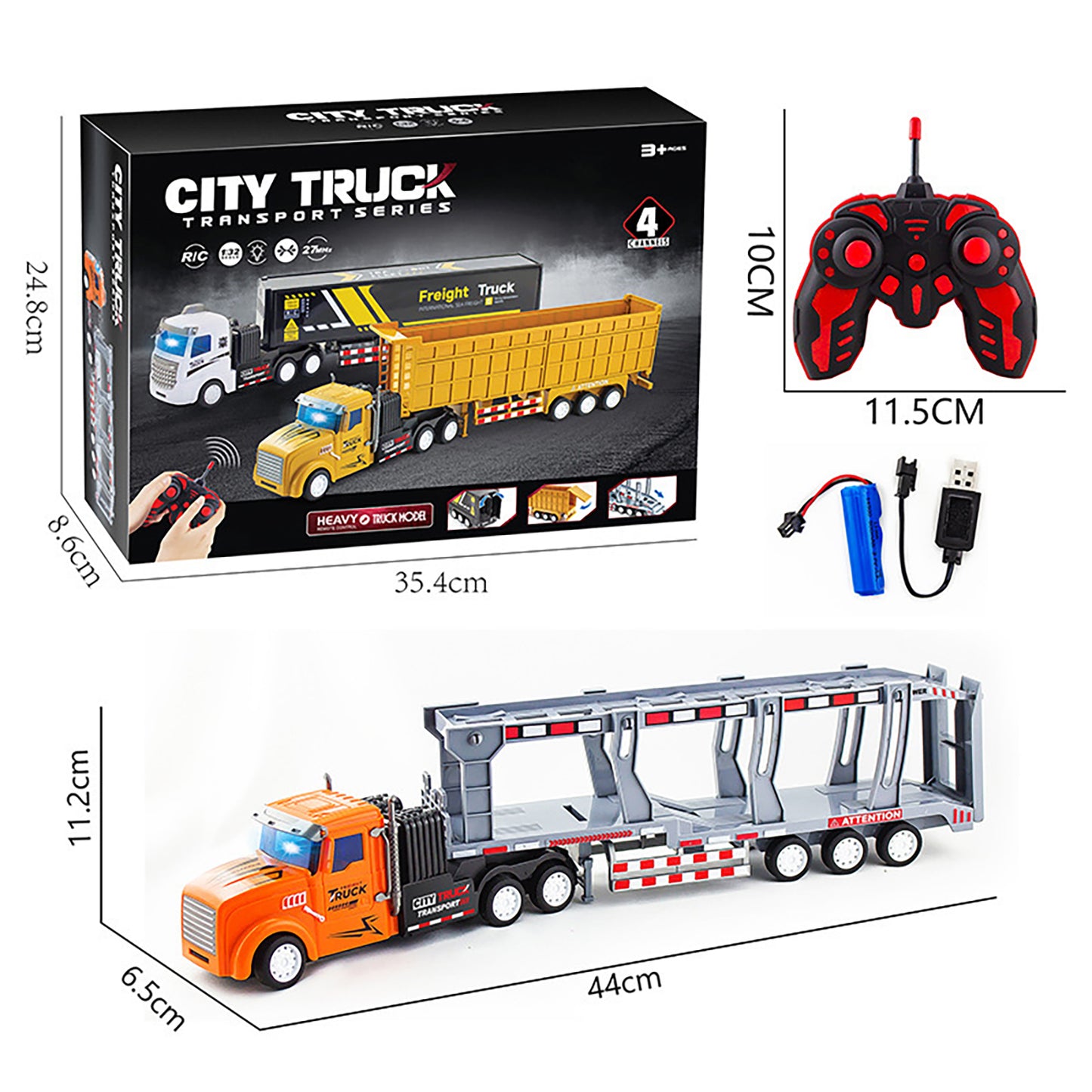 Remote Control Dump Truck With Light Flat Head Container Truck DIY Assembly Engineering Vehicle Model For Boys Girls Birthday Gifts k