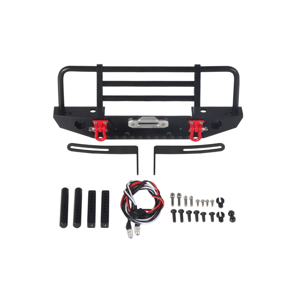 Metal Front Bumper with Light for 1/10 RC Crawler Car Axial SCX10 90046 Traxxas TRX-4 TRX4 black