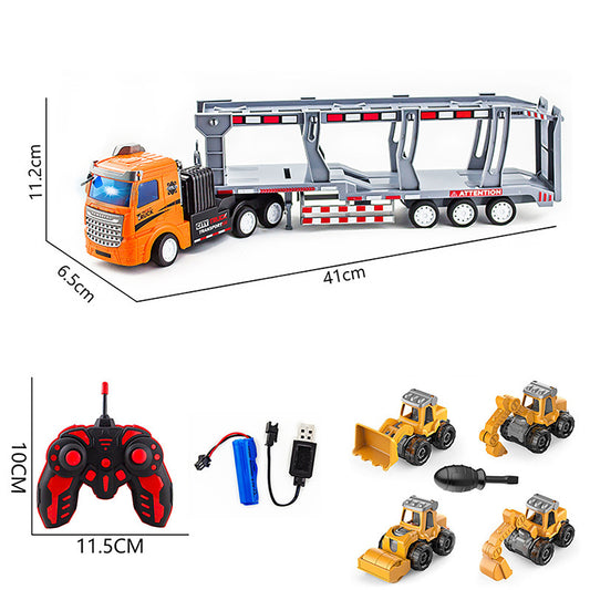 Remote Control Dump Truck With Light Flat Head Container Truck DIY Assembly Engineering Vehicle Model For Boys Girls Birthday Gifts a