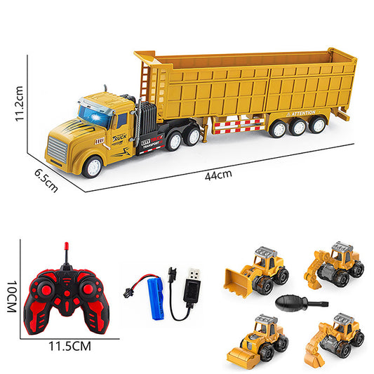 Remote Control Dump Truck With Light Flat Head Container Truck DIY Assembly Engineering Vehicle Model For Boys Girls Birthday Gifts b