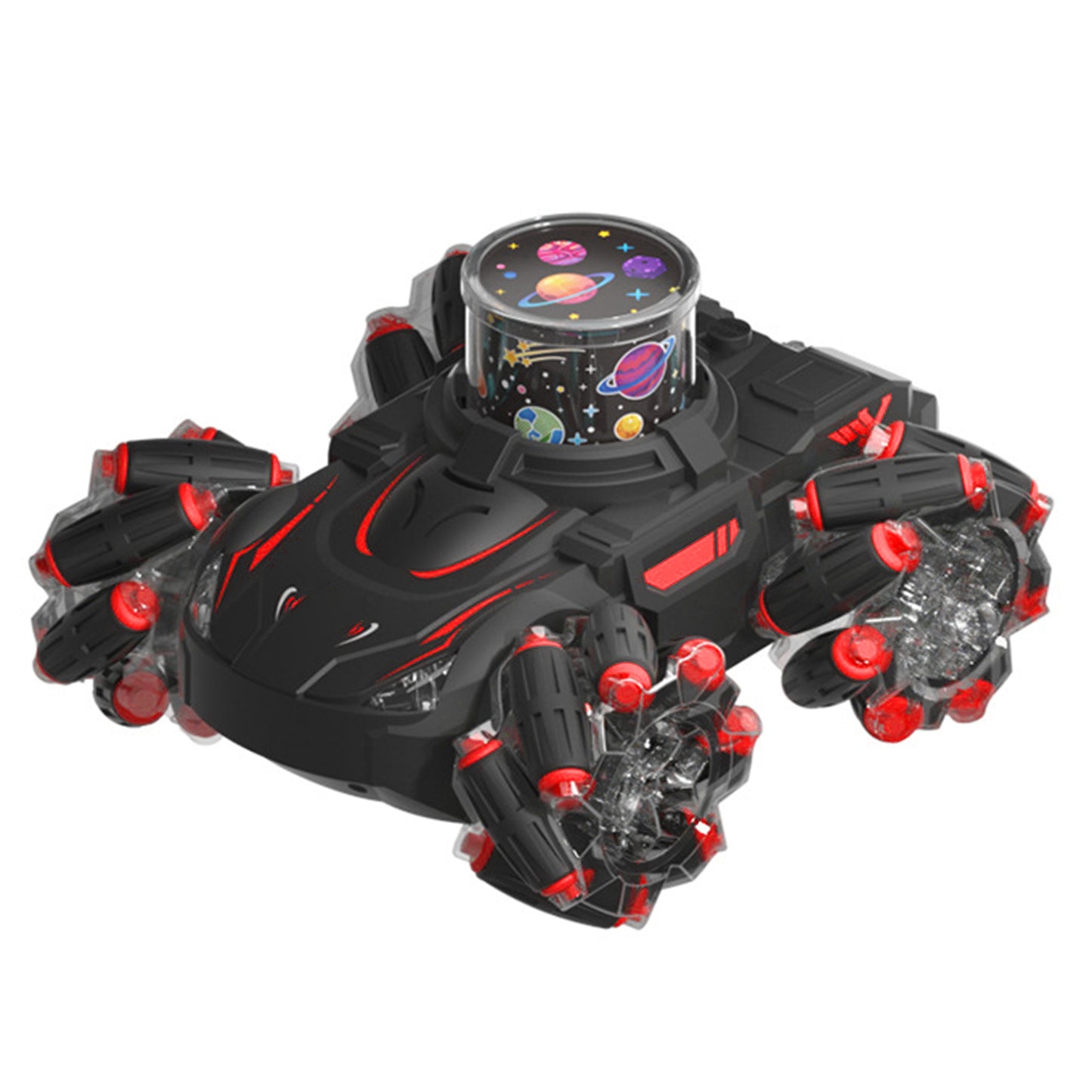 2.4G Remote Control Stunt Car With Sound Light High Definition Projection RC Car For Boys Girls Birthday New Year Gifts black red