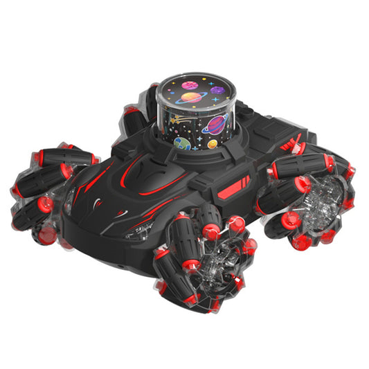 2.4G Remote Control Stunt Car With Sound Light High Definition Projection RC Car For Boys Girls Birthday New Year Gifts black red