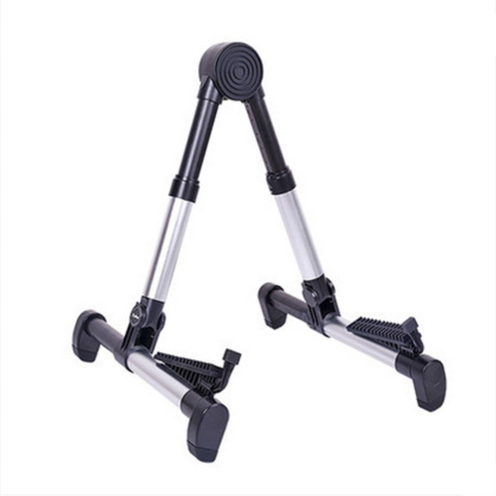 Portable Aluminum Floor Guitar Stand Adjustable Foldable Stand for All Types of Guitars, Basses, Ukuleles and Violins, Banjo Silver_FP10S