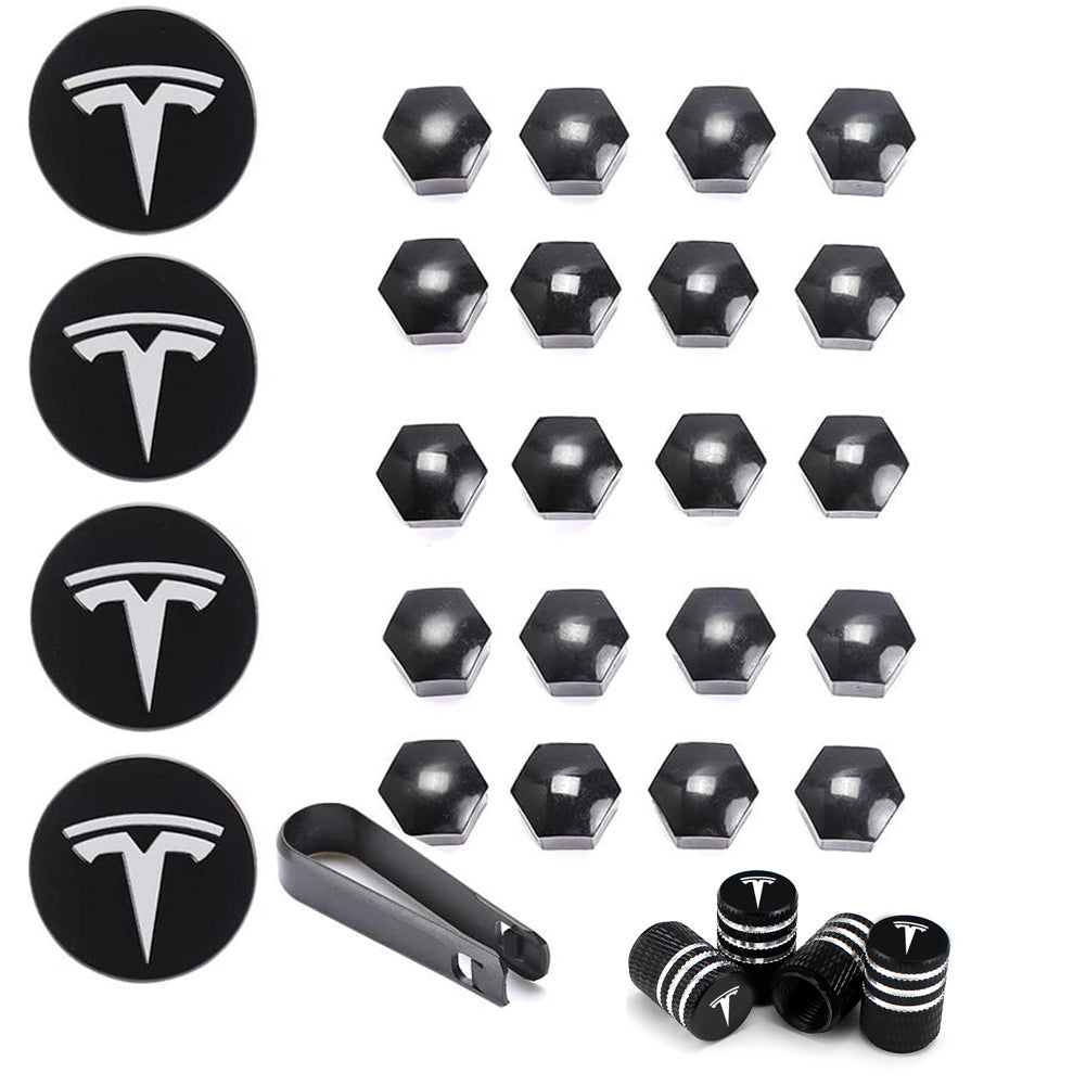 29pcs Wheel Cap Kit for Tesla Aluminum Alloy Center Cap Set 20 Wheel Lug Nut Cover