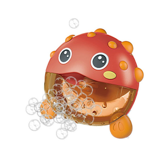 Cute Cartoon Puffer Fish Bath Toy Bubble Machine With Music Automatically Bubble Blowing Toys For Kids Gifts