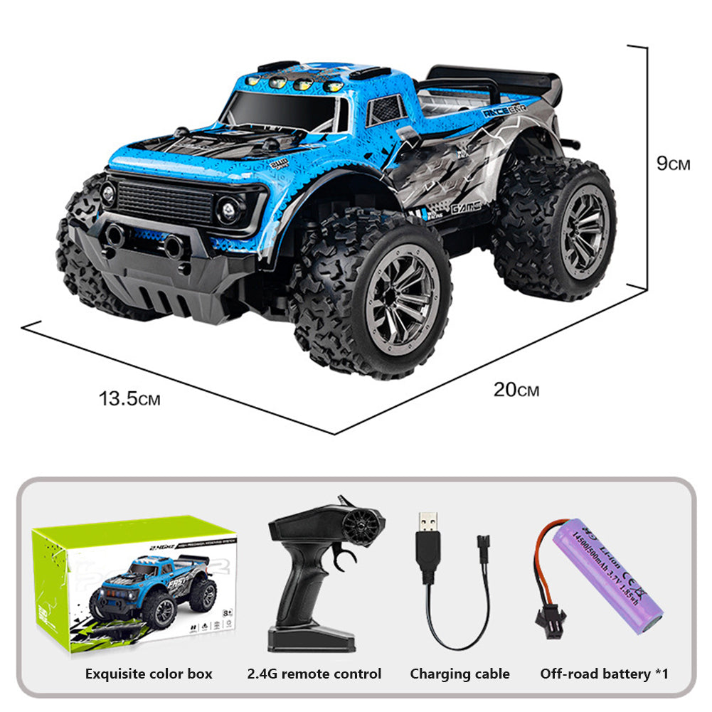 Remote Control Car, Rc Cars Truck High With Charging Cable, Strength Differential, High Capacity Battery, Off-road Tires, 30 Minute Ultra Long Endurance Off-road Vehicle Blue [Light Edition] A battery