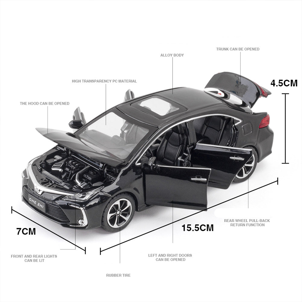 Exquisite Alloy Simulation 1:32 Toyota Corolla Family Car  Model  Decoration Sound Light Force Control Children Pull-back Car Toy Black