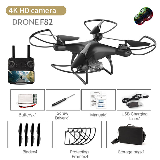 F82 Drone Long Endurance 20 Minutes 4k Dual-camera Real-time Image Transmission Aircraft Fixed Altitude Rc Aircraft Black dual camera 4K