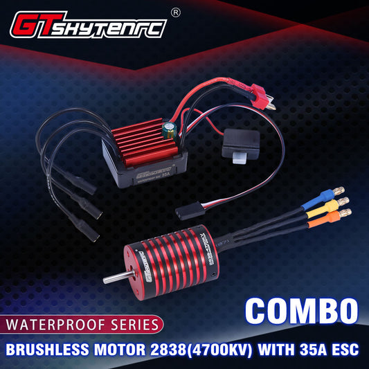 GTSKYTENRC Combo 2838 3700KV 4700KV Brushless Motor w/ 35A ESC for Traxxas HSP Tamiya Axial 1/16 1/12 RC Car 4700KV+35A