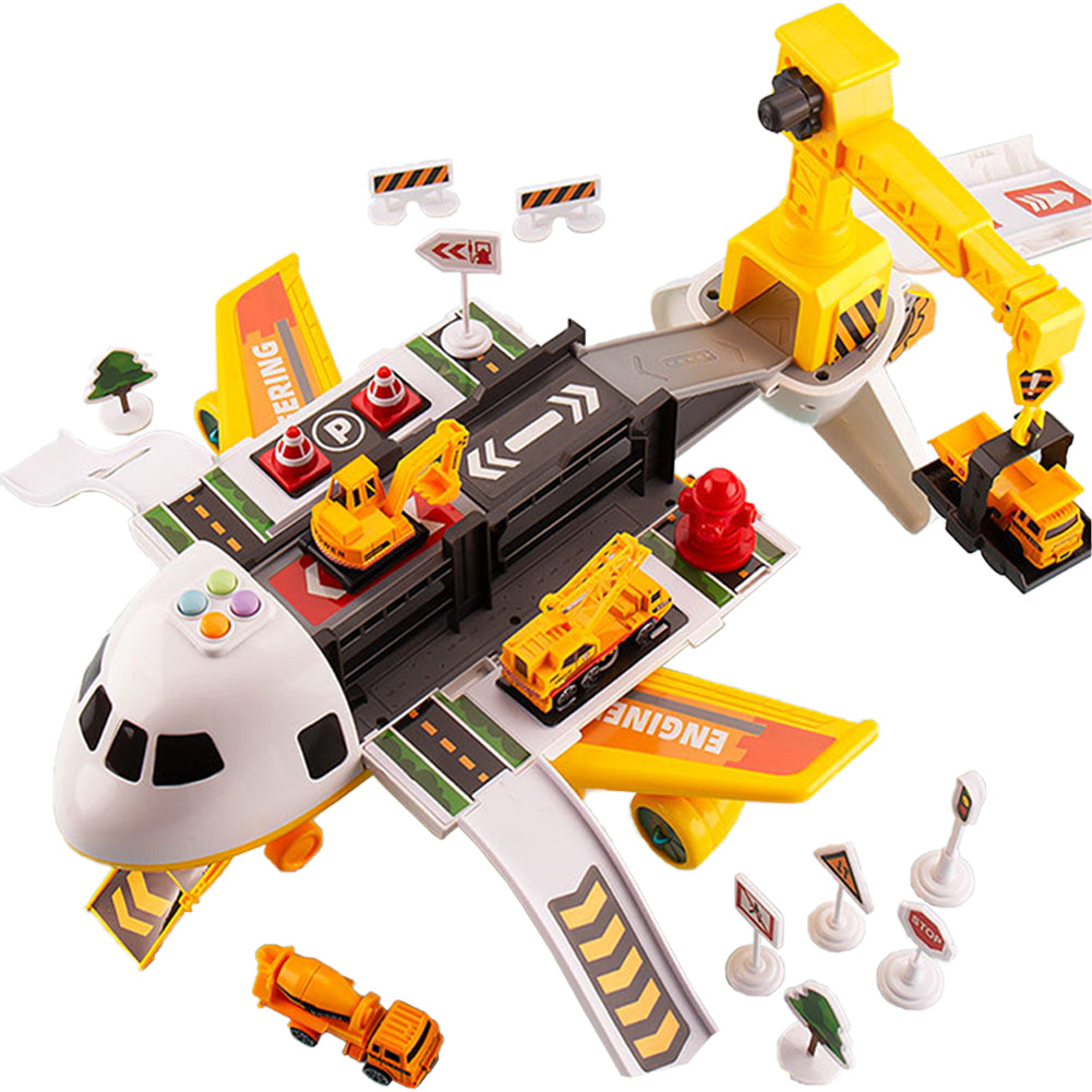 Deformation Aircraft Inertia Toys With Music Light Simulation Passenger Plane Track Alloy Car Model Toys For Kids Gifts Engineering