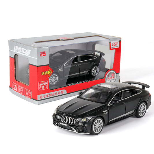 1:32 Simulation Racing Car Model Light Sound Effect Doors Open Alloy Pull Back Auto Toy Gift Collection black
