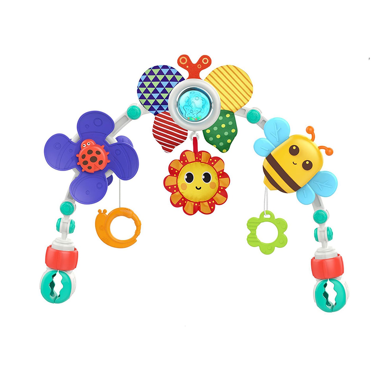 Baby Stroller Arch Toys With Sound Adjustable Infant Crib Animal Foldable Travel Car Seat Sensory Toy For 0-1 Years Old Boys Girls Gifts HE0305