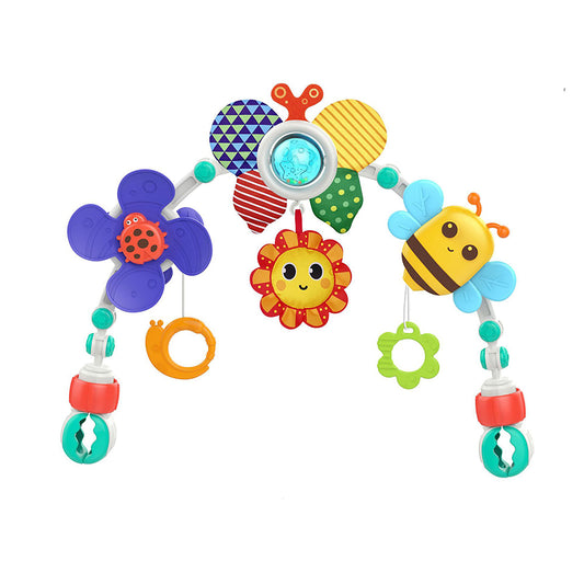 Baby Stroller Arch Toys With Sound Adjustable Infant Crib Animal Foldable Travel Car Seat Sensory Toy For 0-1 Years Old Boys Girls Gifts HE0305