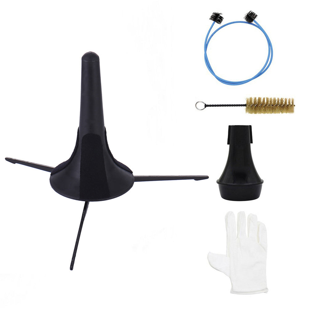 Trumpet Maintenance Kit Trumpet Stand Valve Brush Snake Brush Trumpet Mute 1 Pair Gloves Musical Instrument Cleaning Care Tools 5pcs per set