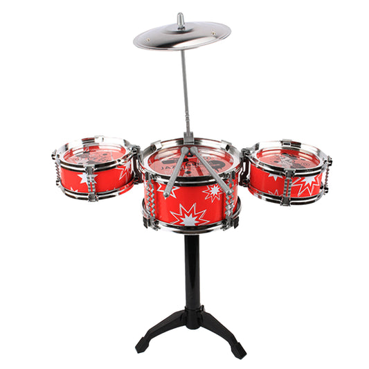 Jazz Drum Set Toy For Kids Musical Instruments Toys Drum Kit With Cymbal Drumsticks Gift For Boys Girls red