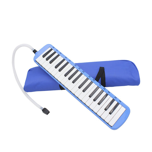 37 Key Melodica For Beginner Piano Style Portable Wind Musical Instrument With Mouthpiece Tube Carrying Bag blue