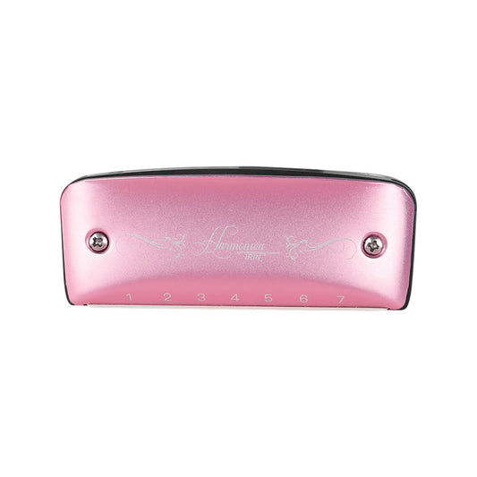 Professional Harmonica IH-7 IRIN 7 Key of D 7 Hole for Player Beginner Students Children Kids Pink