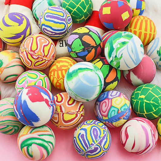 Colorful Bouncy Balls Portable Rubber High Bouncing Balls Party Favor For Kids Prizes Birthdays Gifts 10 large pattern balls Diameter 42mm
