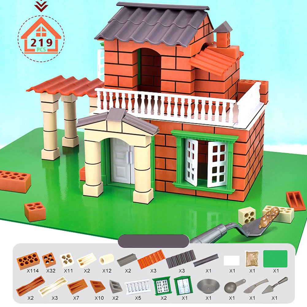 Simulation Mini Brick Building House Toys Diy Villa Farm Cabin Building Blocks Educational Toys