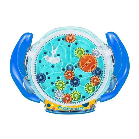 3D Maze Puzzle Game Funny Gear Labyrinth Disk Gear Balance Ball Brain Teaser Puzzle Logic Game Toys For Kids blue