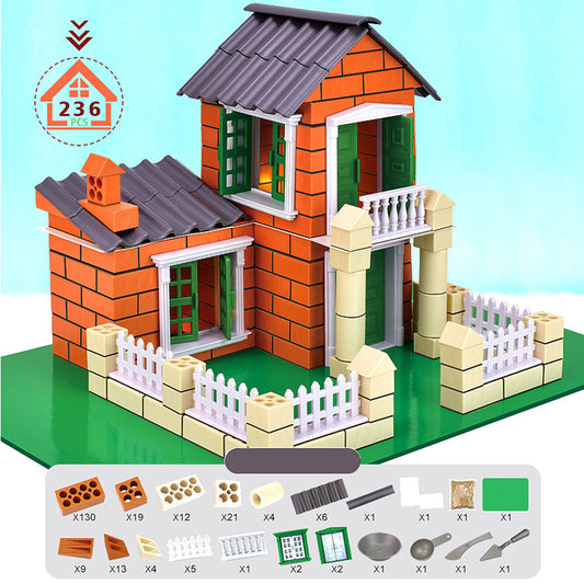 Simulation Mini Brick Building House Toys Diy Villa Farm Cabin Building Blocks Educational Toys