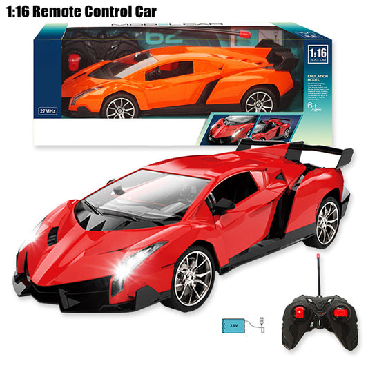 1:16 2.4G RC Car 4CH Rechargeable Dual Motor Remote Control Sports Cars With Light For Boys Girls Gifts red 1:16