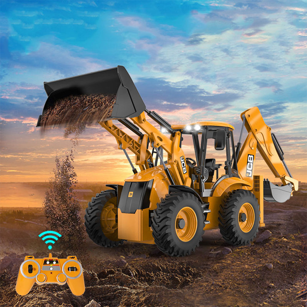 E589 1:20 Remote  Control  Excavator  Loader  Toys 2-way Forklift Excavator Electric Engineering Vehicle Model Holiday Gifts For Kids 1:20 RC backhoe loader