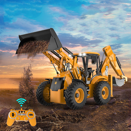 E589 1:20 Remote  Control  Excavator  Loader  Toys 2-way Forklift Excavator Electric Engineering Vehicle Model Holiday Gifts For Kids 1:20 RC backhoe loader