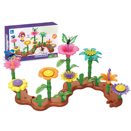 Flower Garden Building Toys Colorful Interconnecting Blocks Building Floral Arrangement Playset Toys For Kids 54 piece set