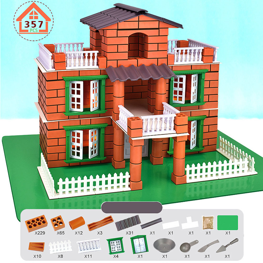 Simulation Mini Brick Building House Toys Diy Villa Farm Cabin Building Blocks Educational Toys