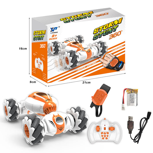 Children Remote Control Climbing Car Electric Charging Gesture Induction Lateral Deformation Twist 4-wheel Drive Drift Stunt Car 012 Orange