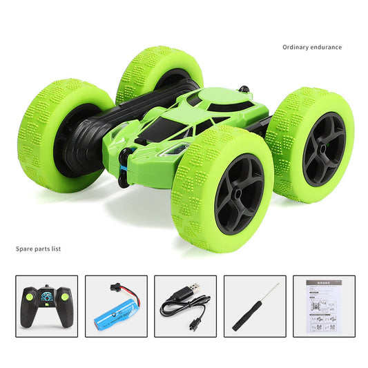 Remote Control Stunt Car Four Wheel Drive Double Side Crawling Deformation Rollover Car Children Charging Toy green