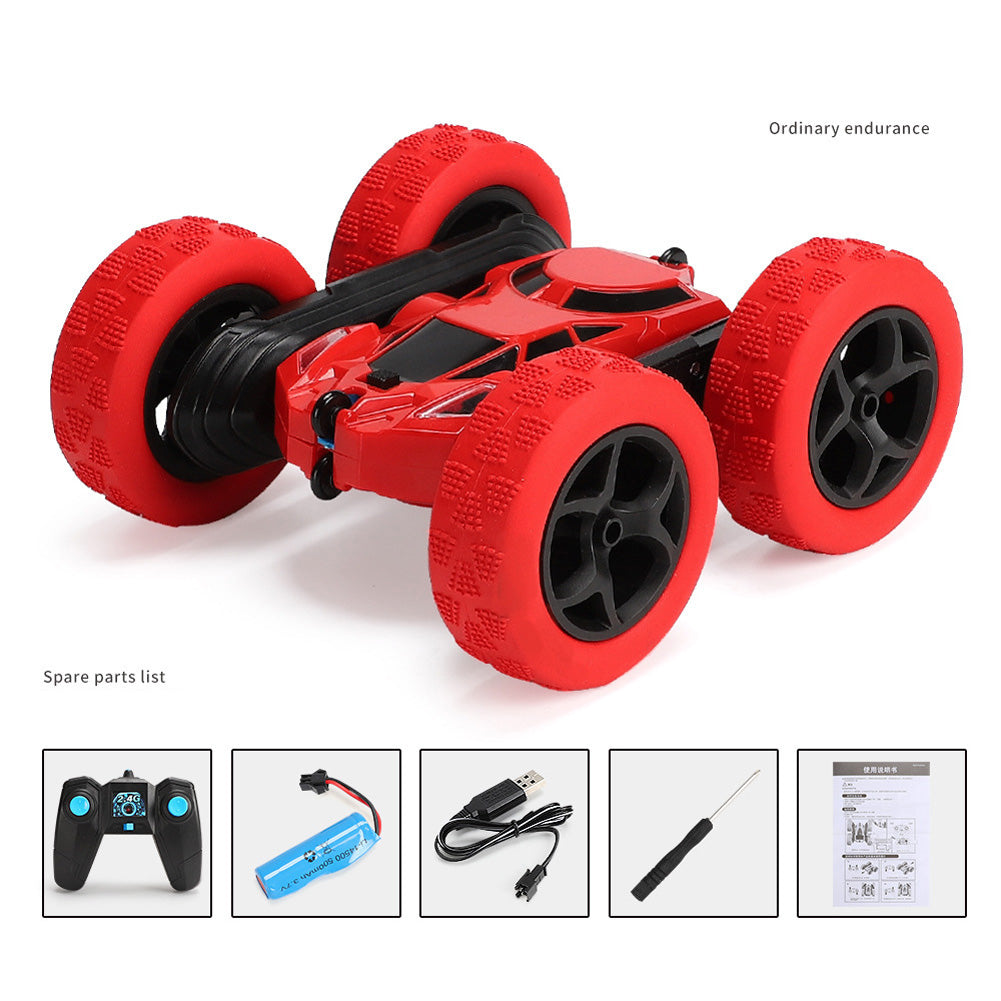 Remote Control Stunt Car Four Wheel Drive Double Side Crawling Deformation Rollover Car Children Charging Toy red