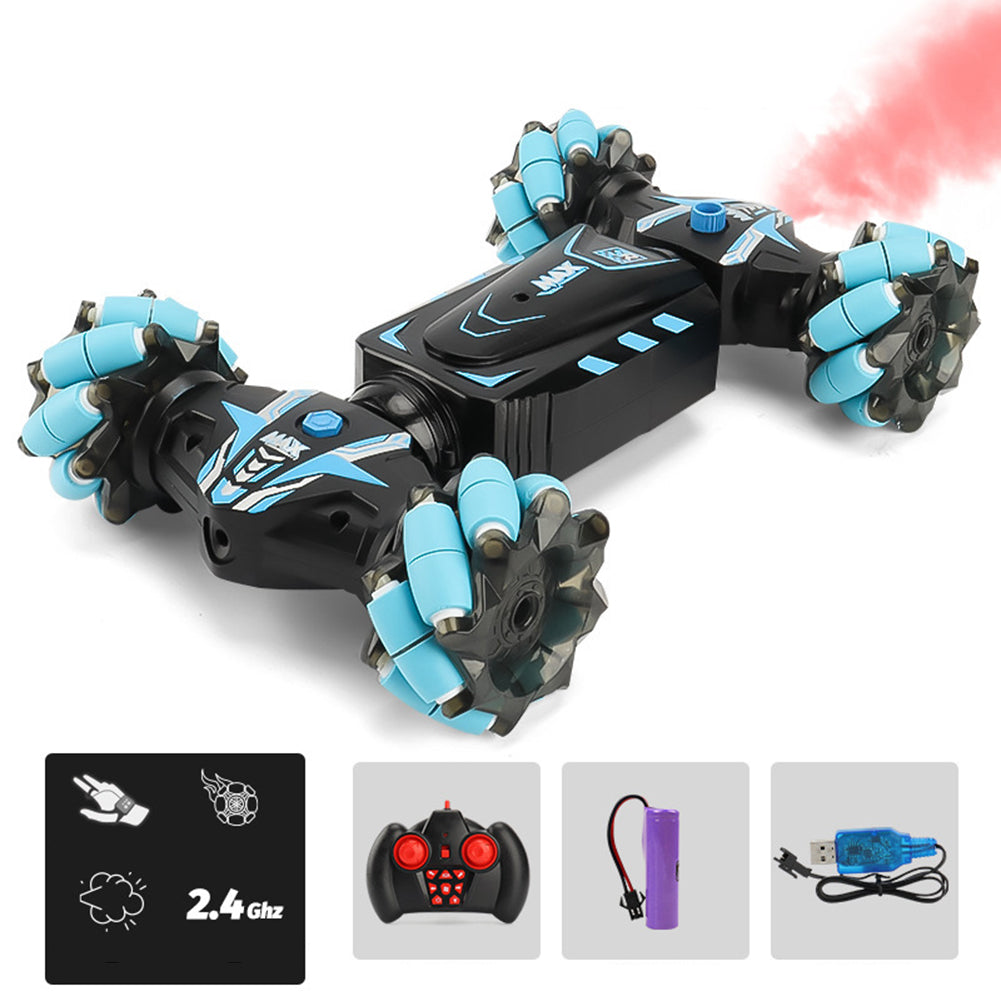 Jc01 Remote Control Spray Stunt Car Traverse Wheel Light Sound Multi-function Remote Control Vehicle Blue Single Remote