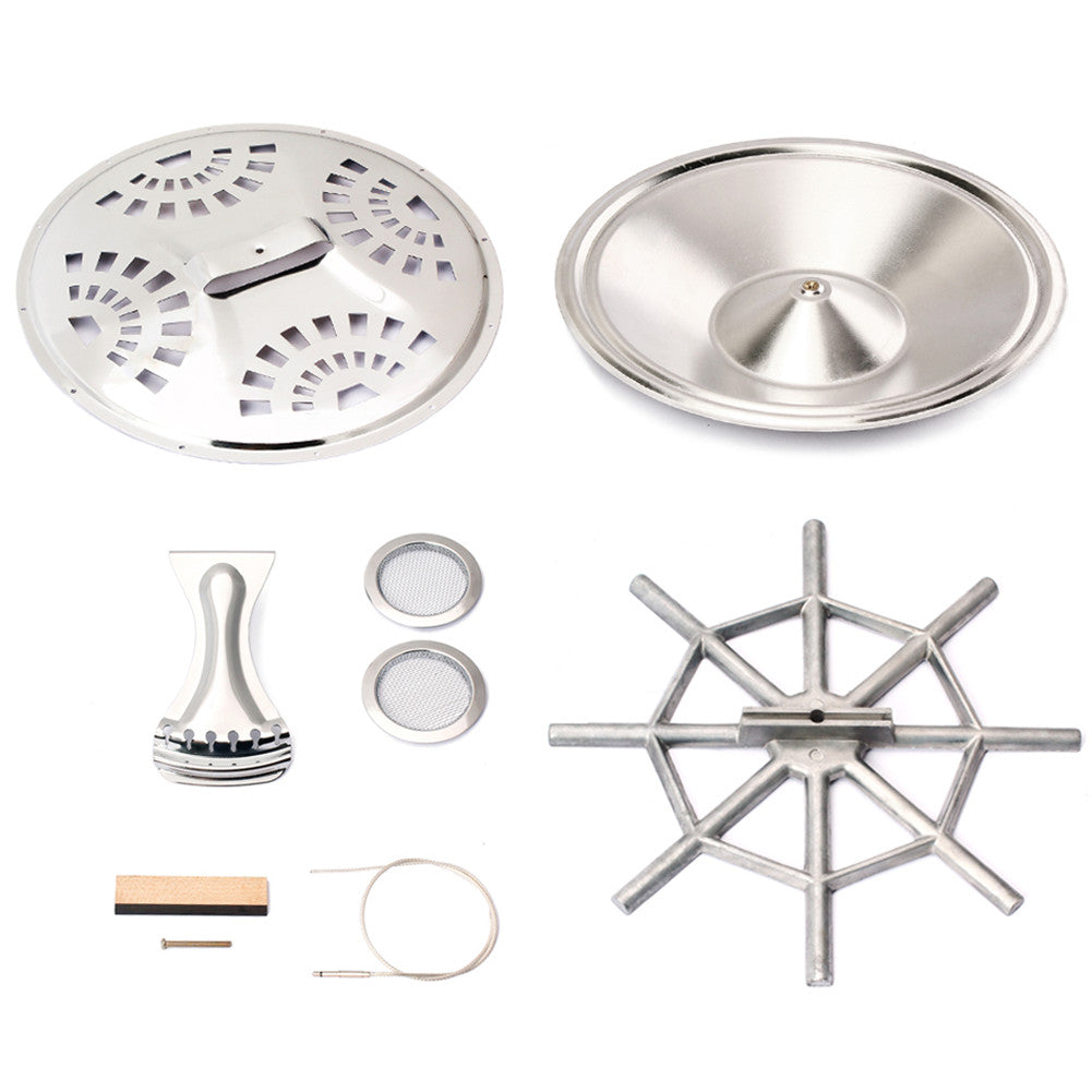 8pcs Resonator Cones Soundhole Screens Tailpiece Bridge Saddle for Dobro Guitar Silver