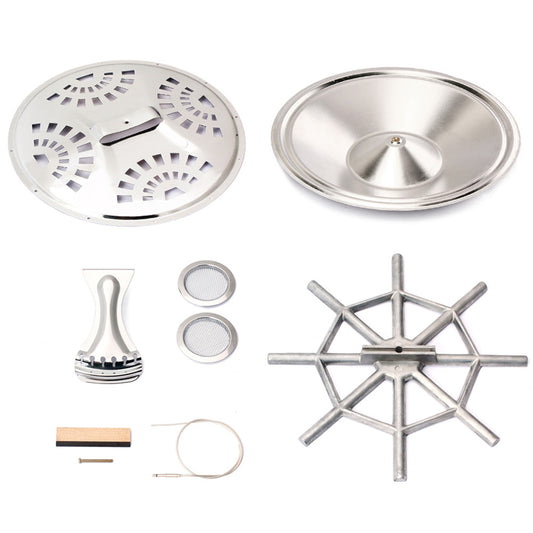 8pcs Resonator Cones Soundhole Screens Tailpiece Bridge Saddle for Dobro Guitar Silver