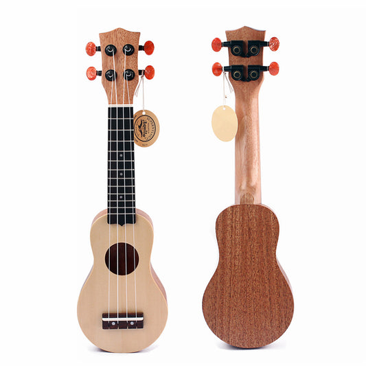17 inch Spruce Okoume Mahogany Neck Mini Pocket Guitar Ukulele Music Instrument Toy with Pouch Spruce