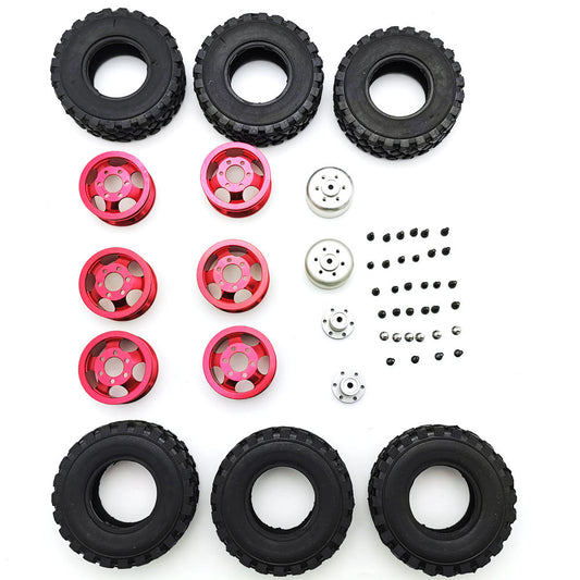 4X4 Rear Double RC Car Wheel for 1/16 WPL B14 B24 JJRC Q61 Truck Vehicle Models Black red