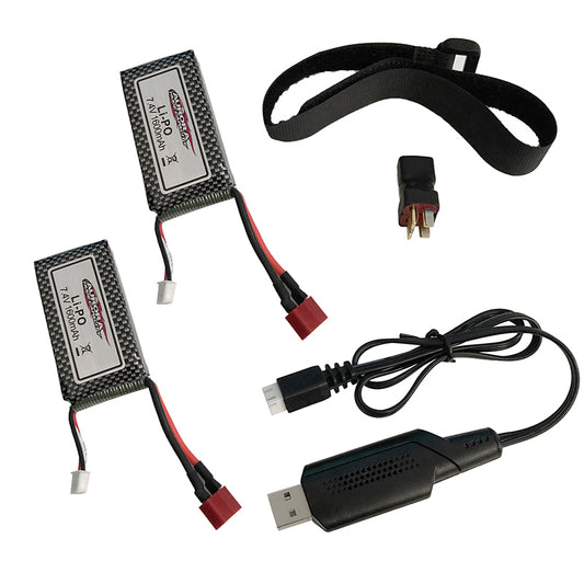 7.4v 1600mAh Lipo Battery For XINLEHONG 9125 Remote Control RC Car Spare Parts 9125 Battery Accessory Link line and 2 batteries