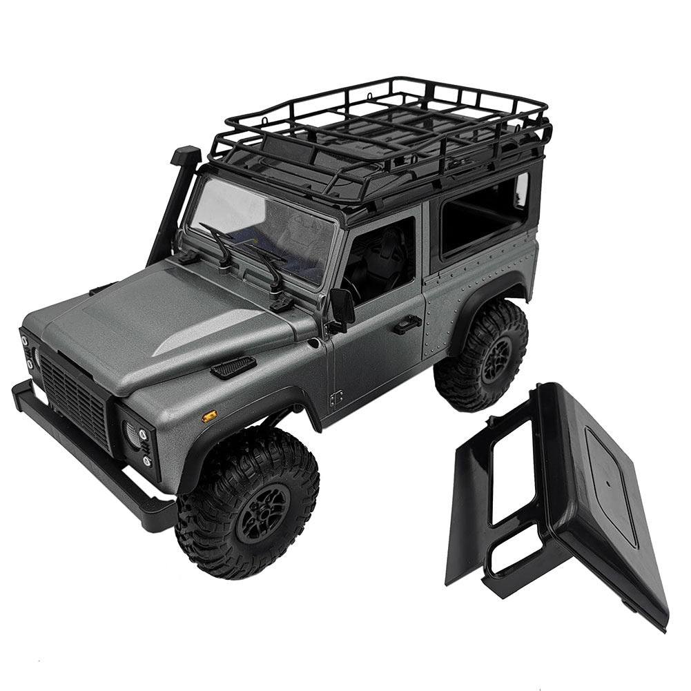 MN-99S 1/12 2.4G 4WD Rc Car W/ Turn Signal LED Light 2 Body Shell Roof Rack Crawler  Truck RTR Toy gray_Single battery