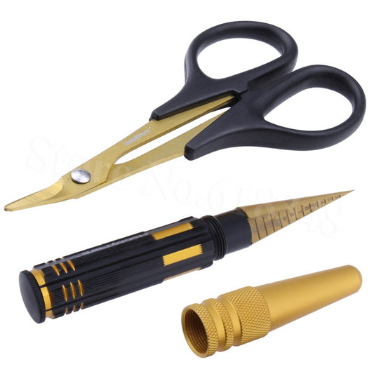 Body Reamer 0-14mm Hole Puncher / Curved Scissors Set for RC Car Bodyshell Hobby Repair Tools