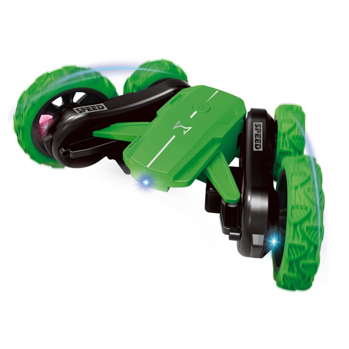2.4G Rc Stunt Car Automatic Demonstration Double Sided Flip Rotation Remote Control Vehicle Toys Birthday Chirstmas Gifts For Boys Girls green