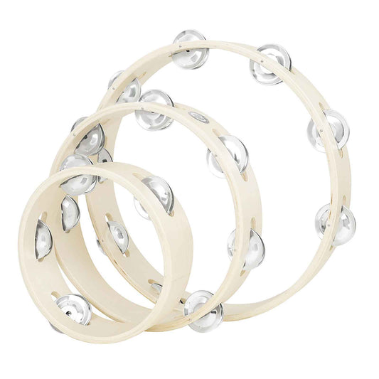 3 PCs Tambourine 6"" 8"" 10"" Hand Held Drum With Jingles Tambourines Percussion Instrument For KTV Party Kids Games Wood color (6 + 8 + 10 inches)