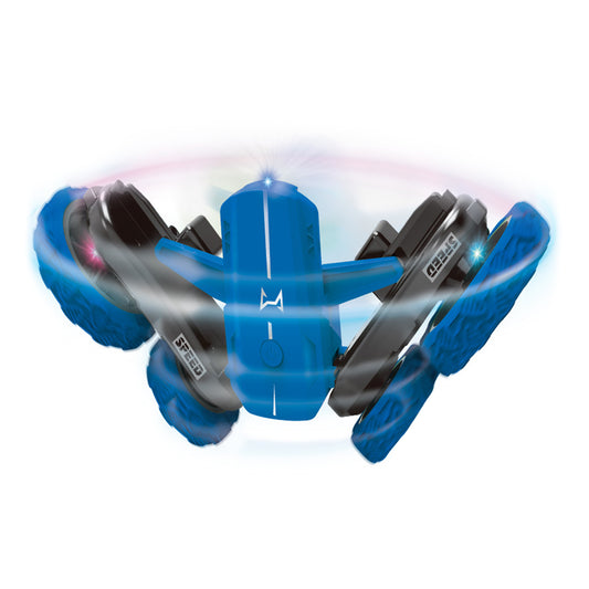 2.4G Rc Stunt Car Automatic Demonstration Double Sided Flip Rotation Remote Control Vehicle Toys Birthday Chirstmas Gifts For Boys Girls blue