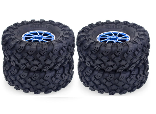 4Pcs 1.9"" Beadlock Wheel Rim & 1.9 Rubber Tires Set for 1/10 RC Crawler Axial SCX10 90046 Traxxas TRX-4 Redcat GEN 8 RC Car Parts blue